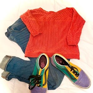 Light weight sweater - red / orange cotton sweater